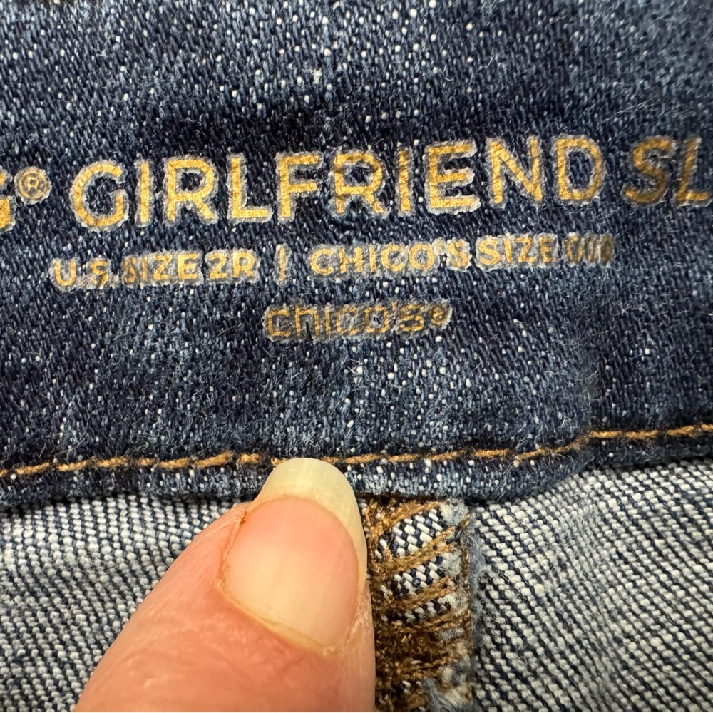 Chico’s So Slimming Girlfriend Slim Leg Crop‎ 00 
Jeans Dark Wash Stretch Size 2 - Picture 5 of 6